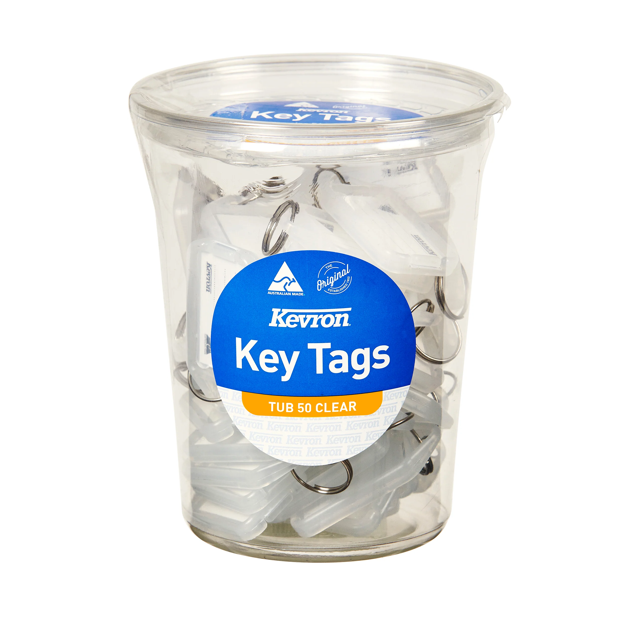 Kevron Id5 Keytags Clear Dispsenser Tub Of 50 - Nail Gallerys
