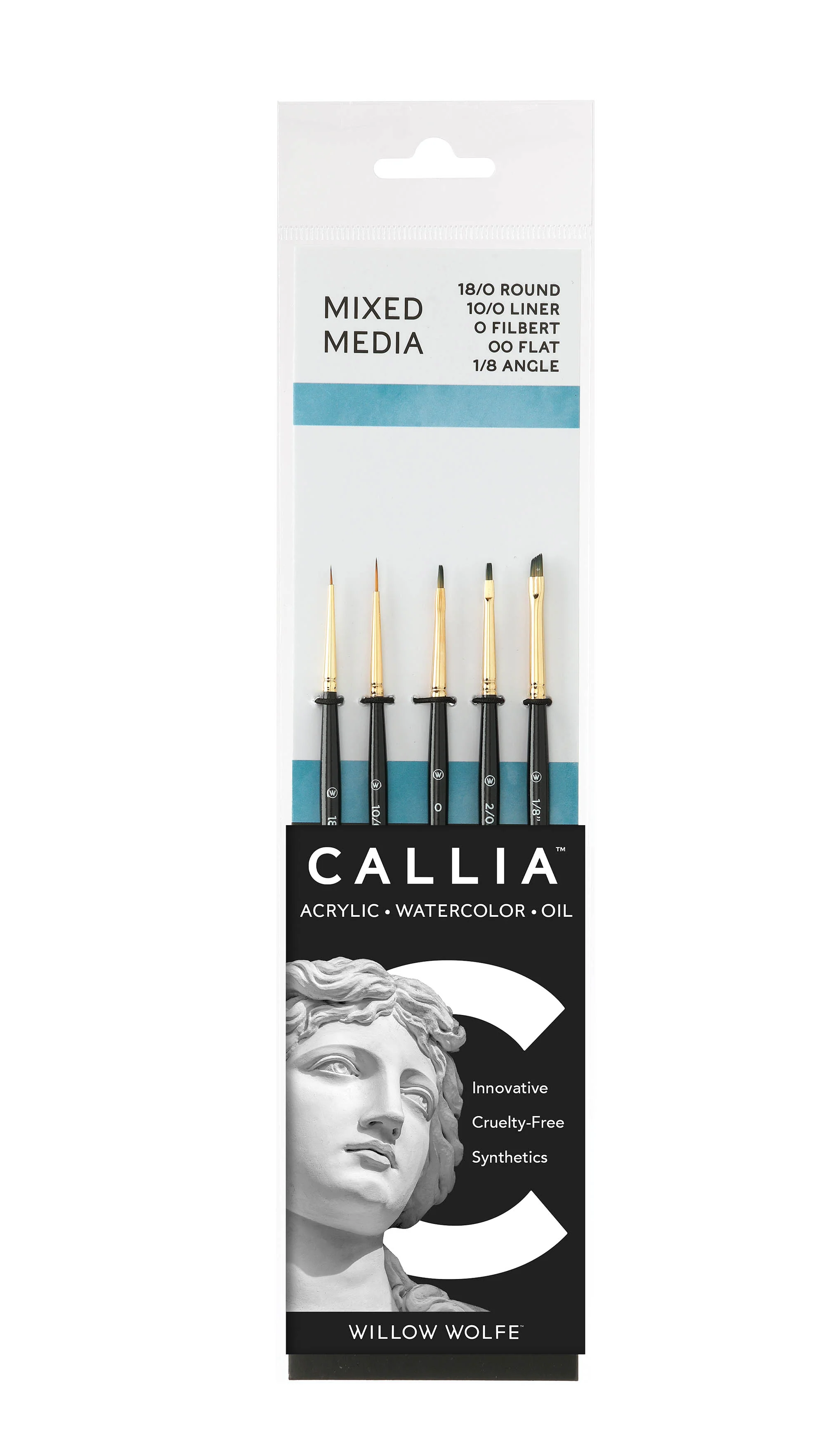 Willow Wolfe Callia Mixed Media Synthetic Kolinsky Sable Detail Brush Set - Nail Gallerys