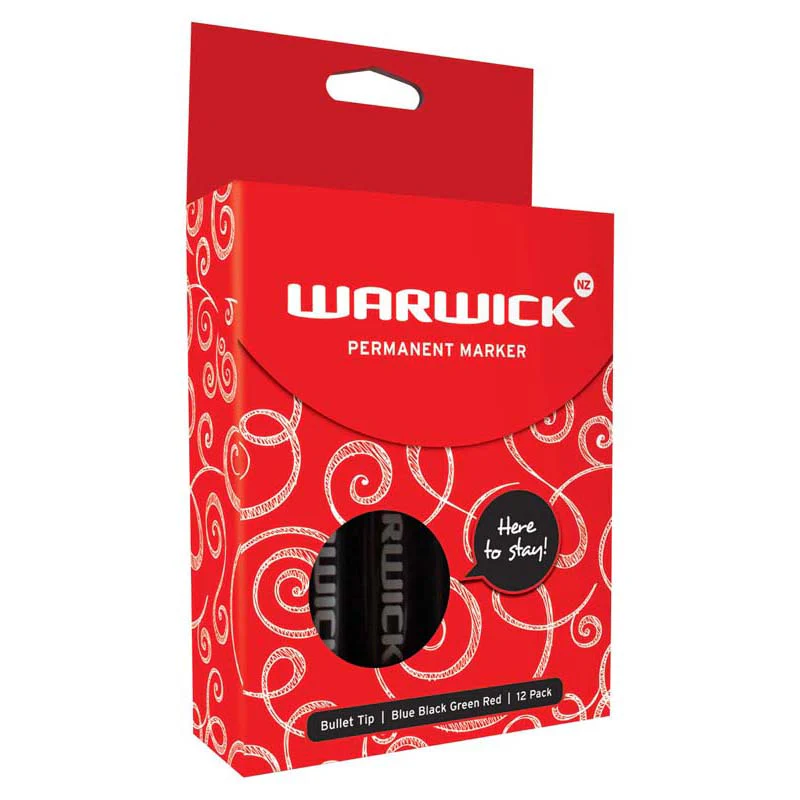 Warwick Marker Assorted Bullet Tip Permanent Box Of 12 - Nail Gallerys