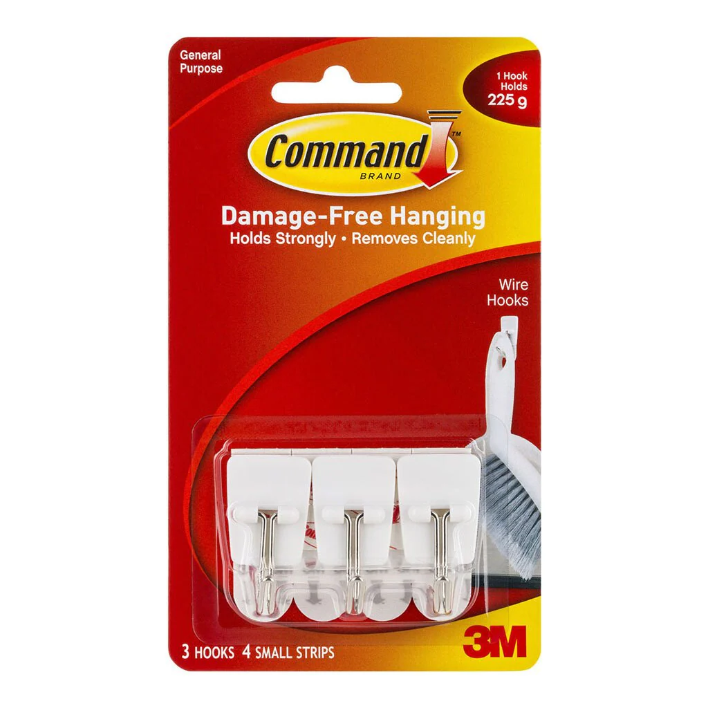 Command Hook 17067 Small White Wire Utensil Pack Of 3 - Nail Gallerys