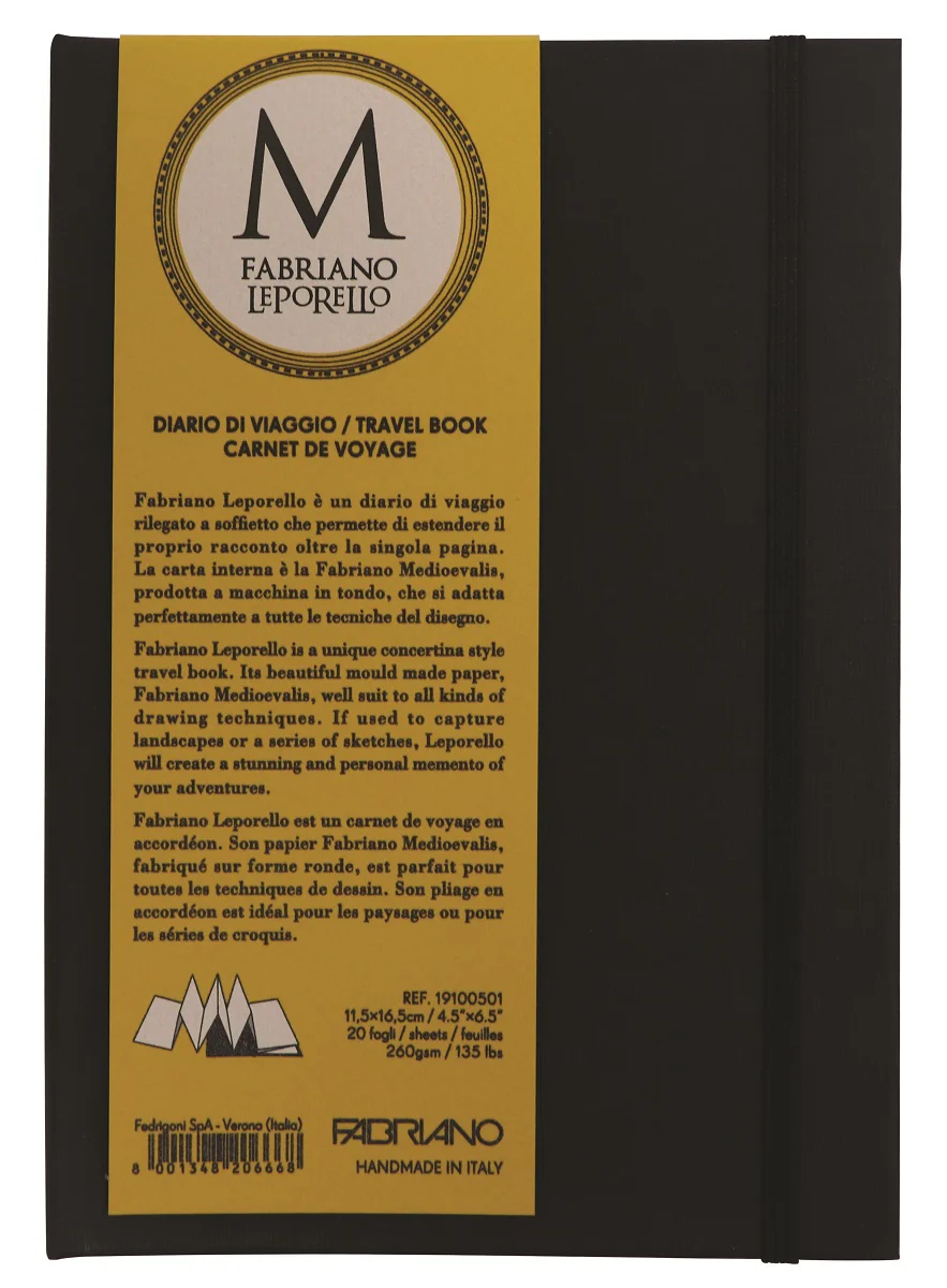 Fabriano Leporello Accordion 260gsm 11.5x16.5cm 20 Sheet Notebook - Nail Gallerys