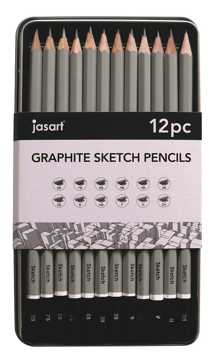Jasart Studio Graphite Sketching Pencils Tin of 12 - Nail Gallerys