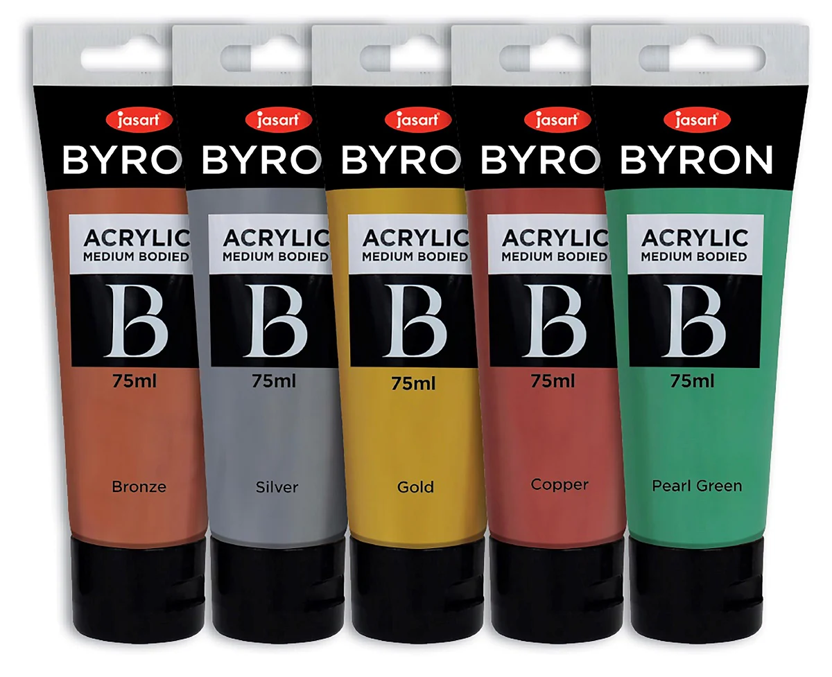 Jasart Byron 75ml Metallic Acrylic Paints Set Of 5 - Nail Gallerys