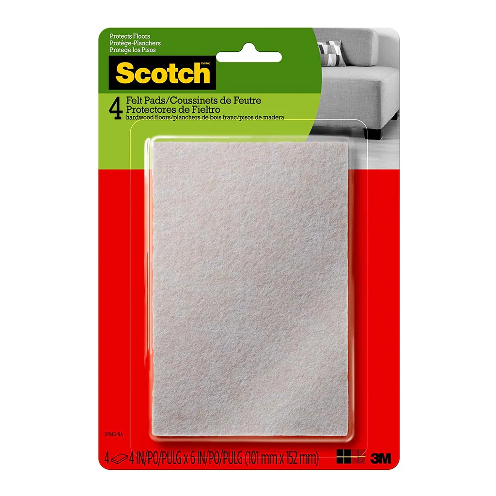 Scotch Rectangle Beige Felt Pads Pack of 4 - Nail Gallerys