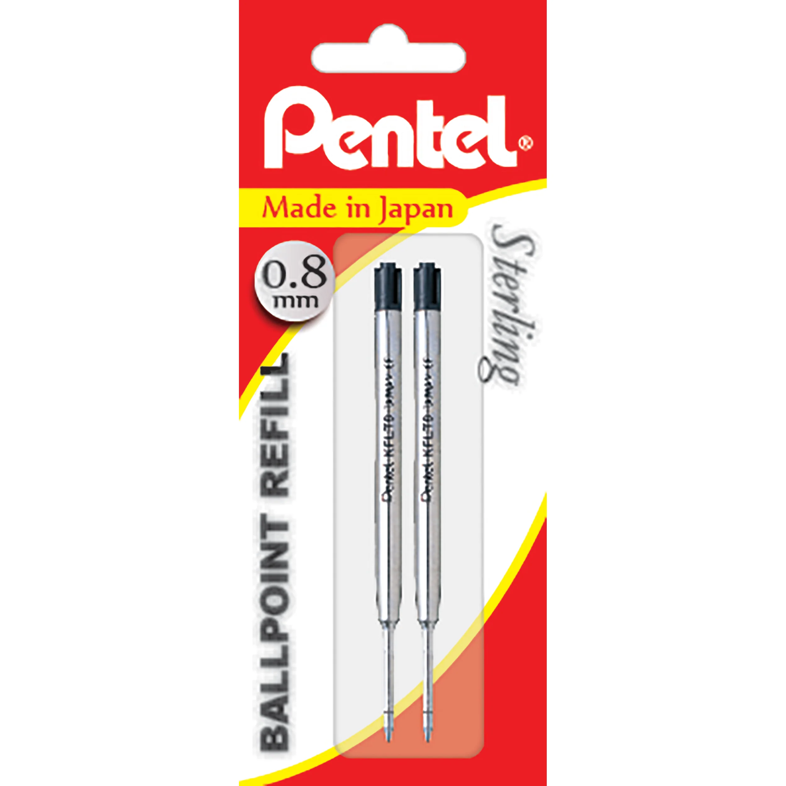 Pentel Refill Ballpoint Pen 0.8mm B460 Sterling Barrel Black Ink Pack Of 2 - Nail Gallerys