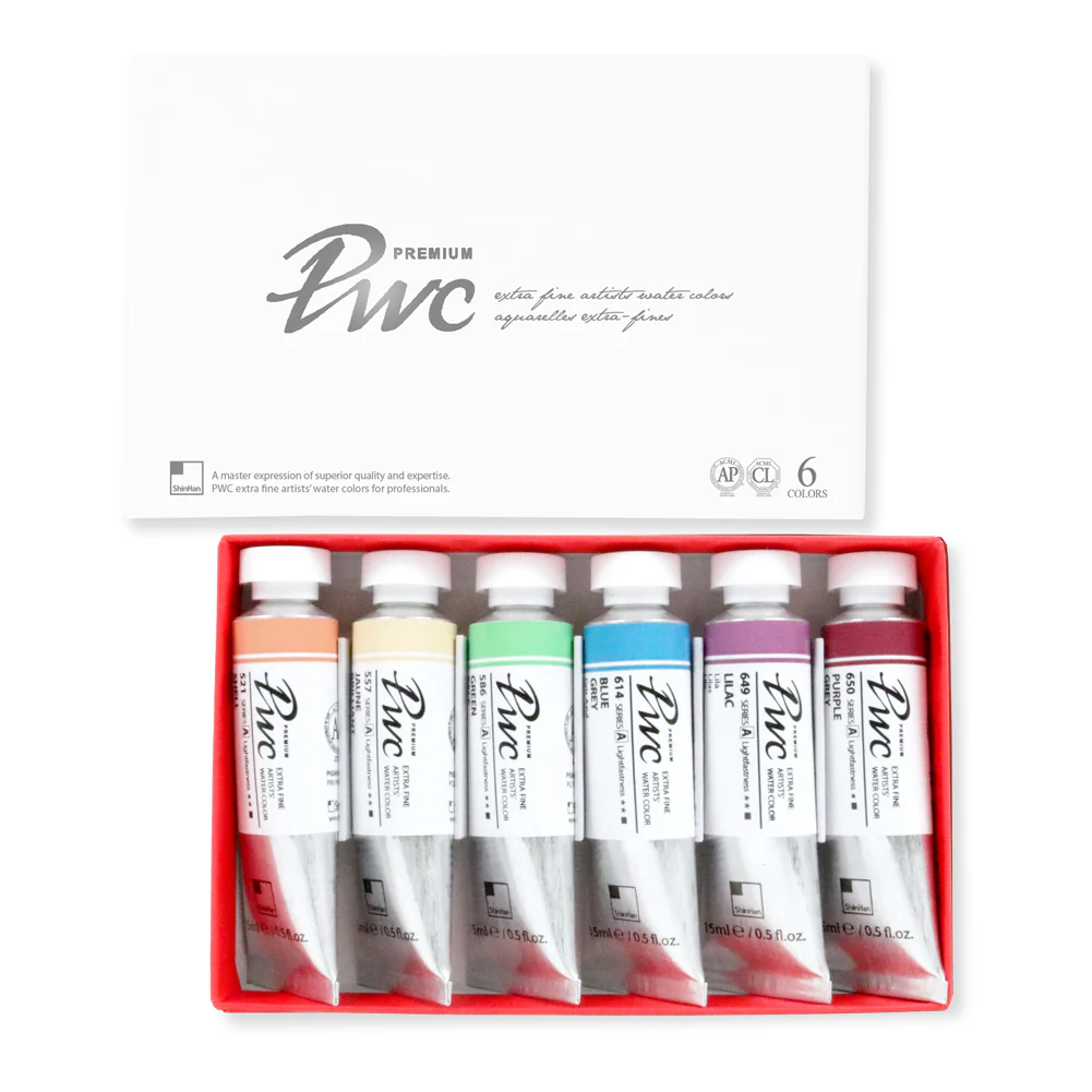 ShinHan PWC Extra Fine 15ml Watercolour Paints Set Of 6 - Tint A - Nail Gallerys