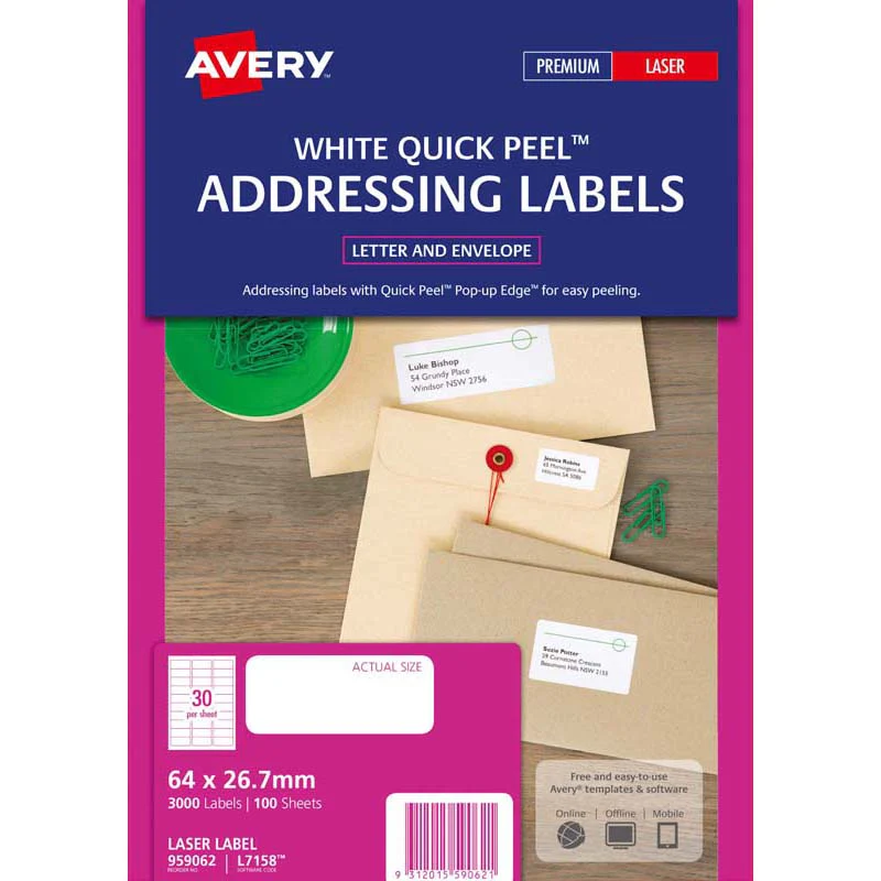 Avery Addressing Laser Label L7158-100 64x26.7mm 100 Sheets - Nail Gallerys