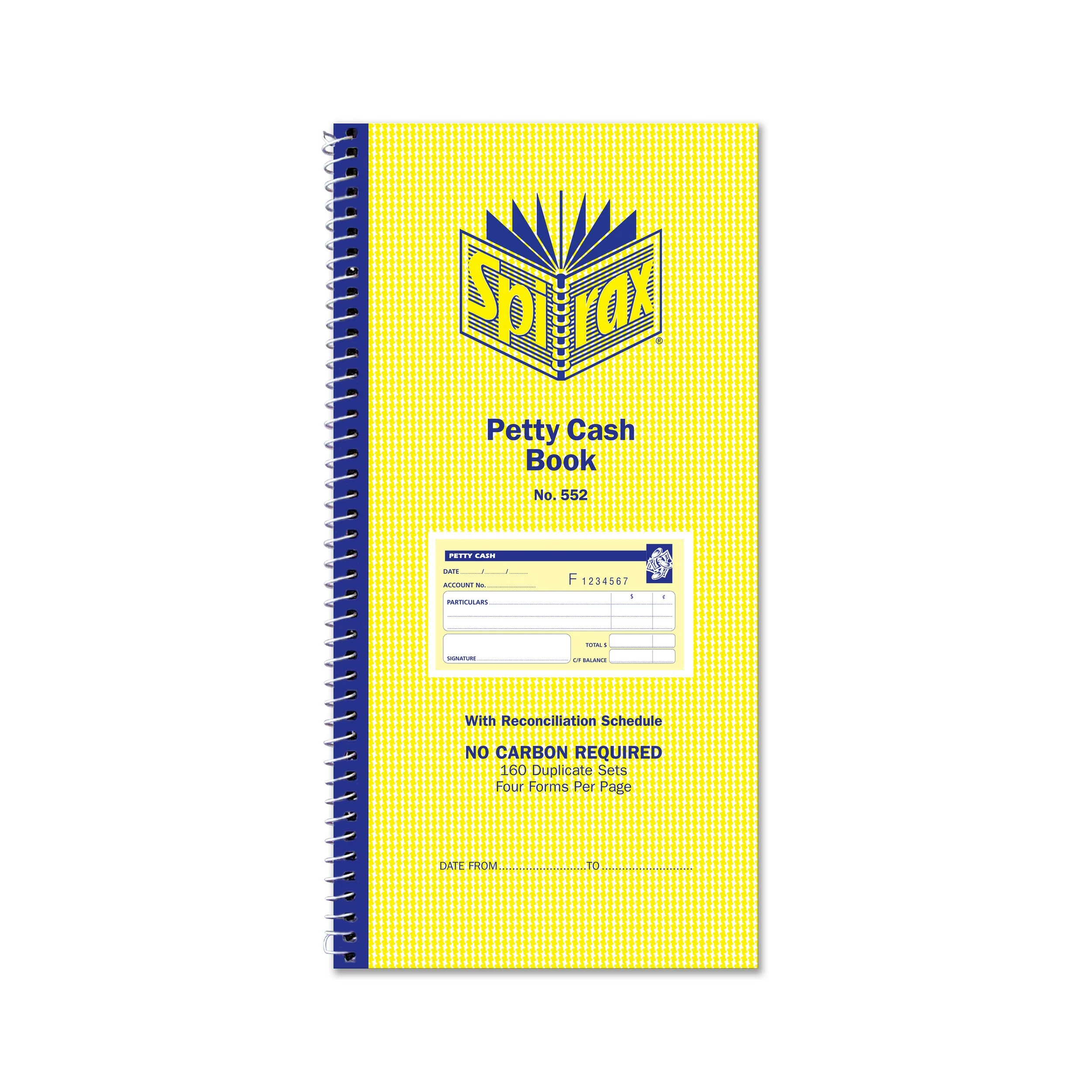 Spirax 552 Petty Cash Book 279x144mm - Pack Of 10 - Nail Gallerys