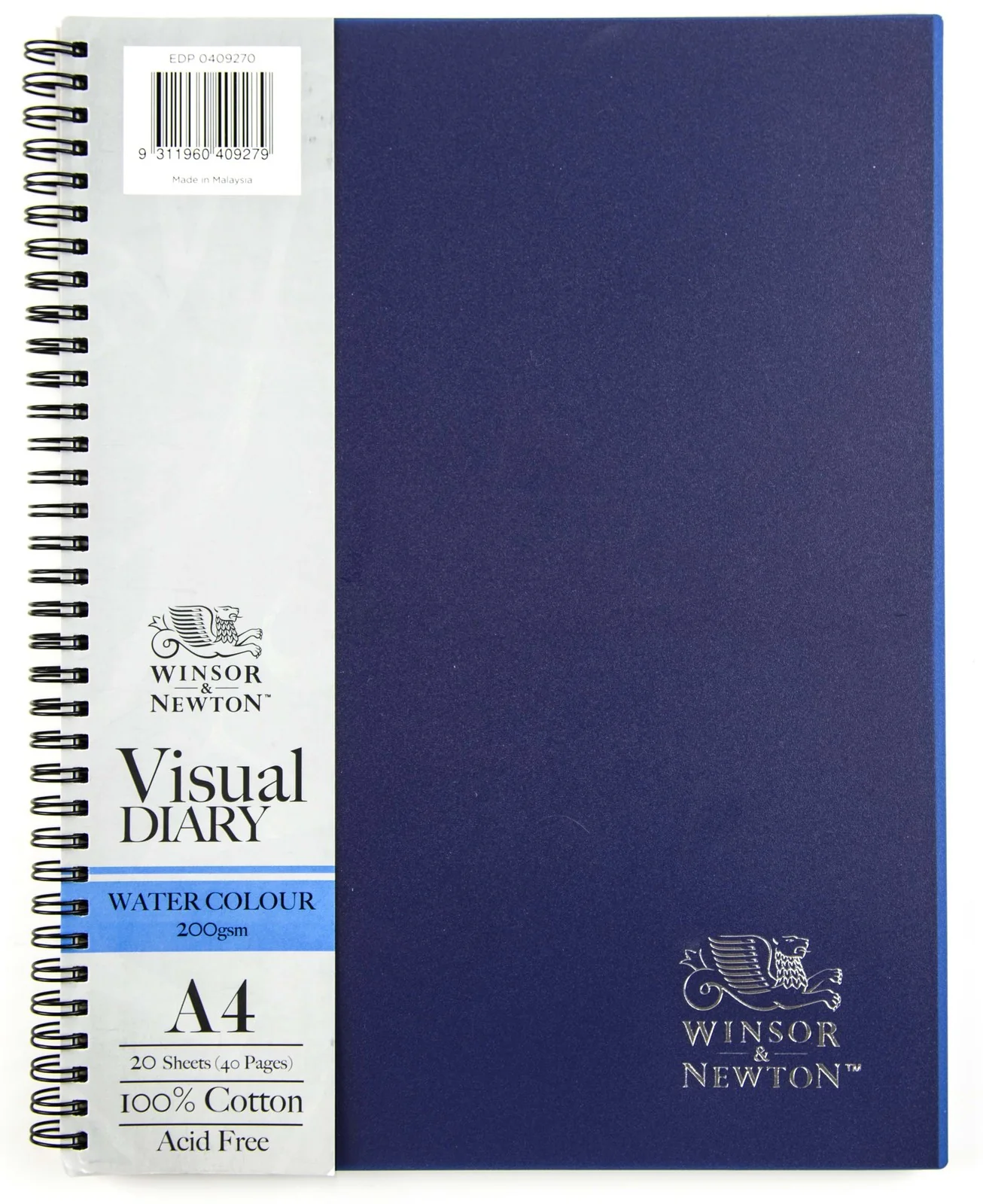 Winsor & Newton Spiral A4 200gsm 20 Sheet Blue Visual Diary - Nail Gallerys