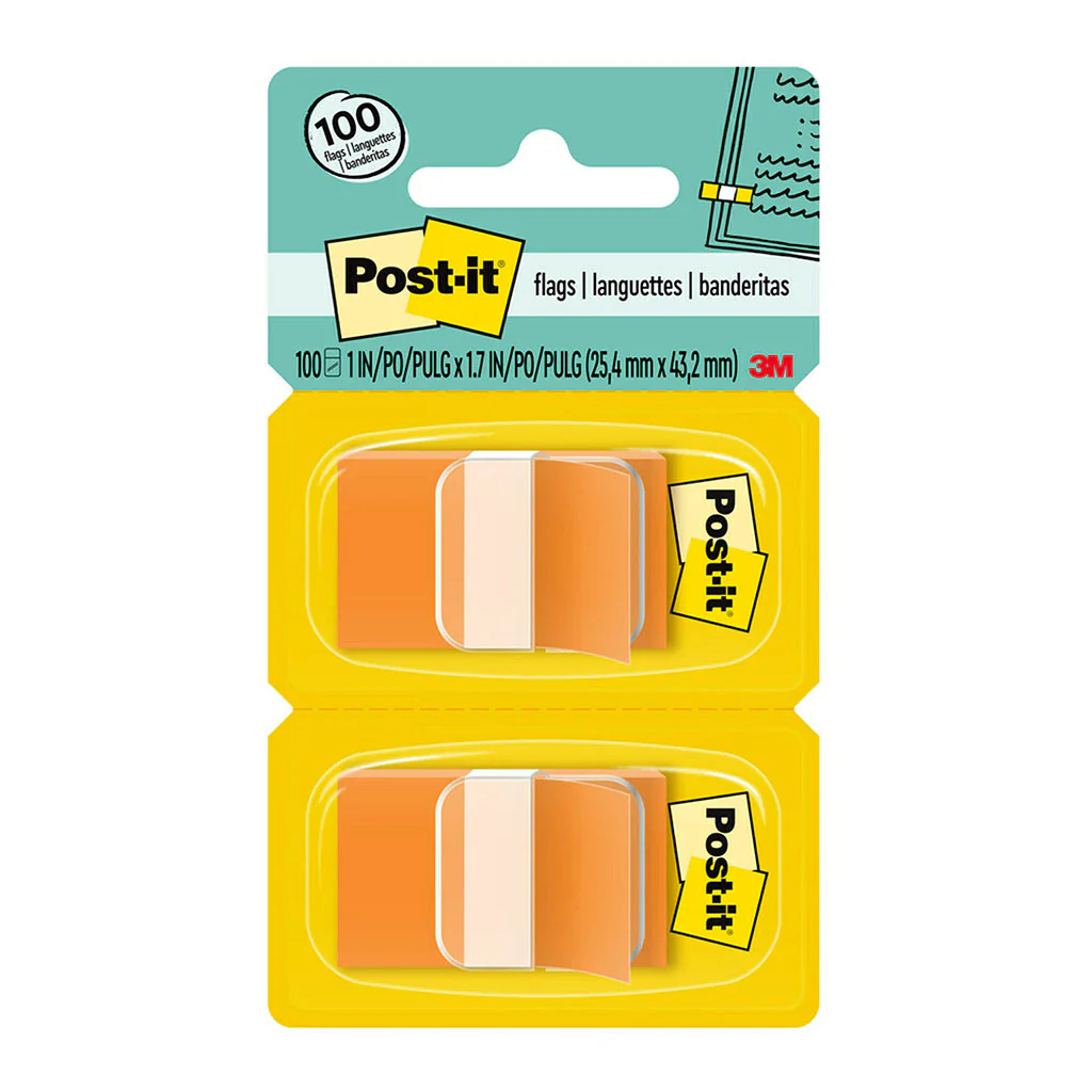 Post-it Flags 680-oe2 Twin Pack Orange Size 25x43mm Pack 100 And Dispenser - Nail Gallerys