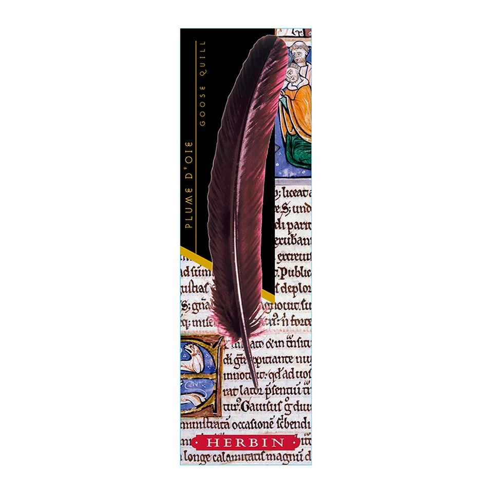 Jacques Herbin Goose Quill 21cm Burgundy Blister Pack - Nail Gallerys