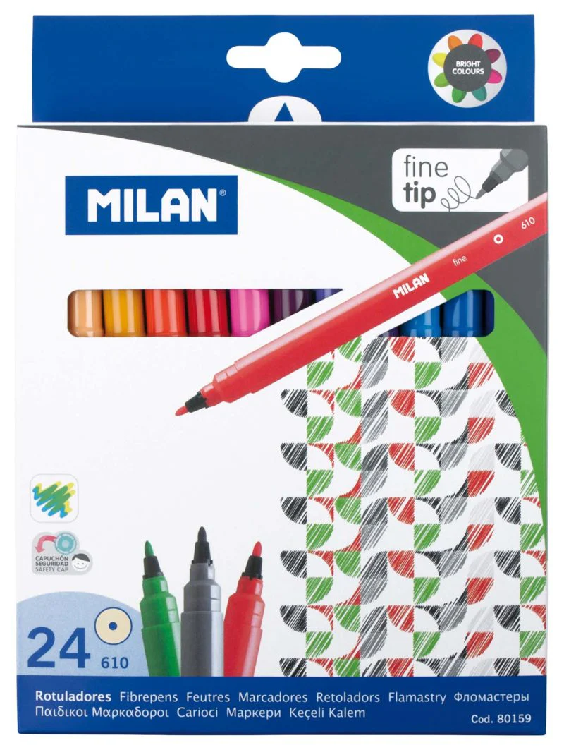 Milan Fine Tip Assorted Markers Set Of 24 - Nail Gallerys