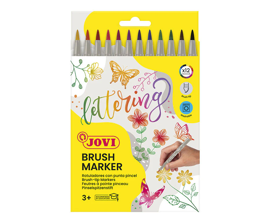 Jovi Lettering Brush Markers Set of 12 - Nail Gallerys