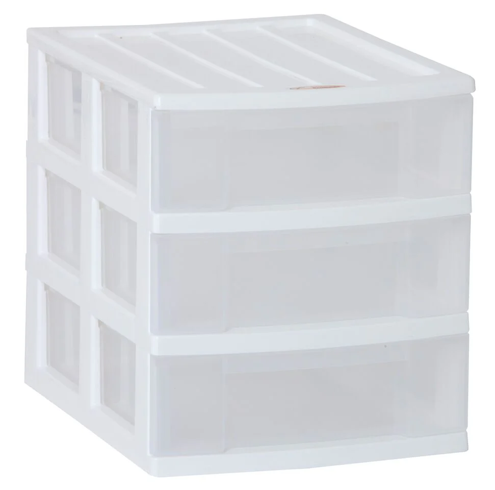 Taurus Desk Organiser 3 Drawer A4 White - Nail Gallerys