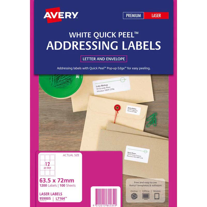 Avery Addressing Laser Labels L7164-100 100 Sheets - Nail Gallerys