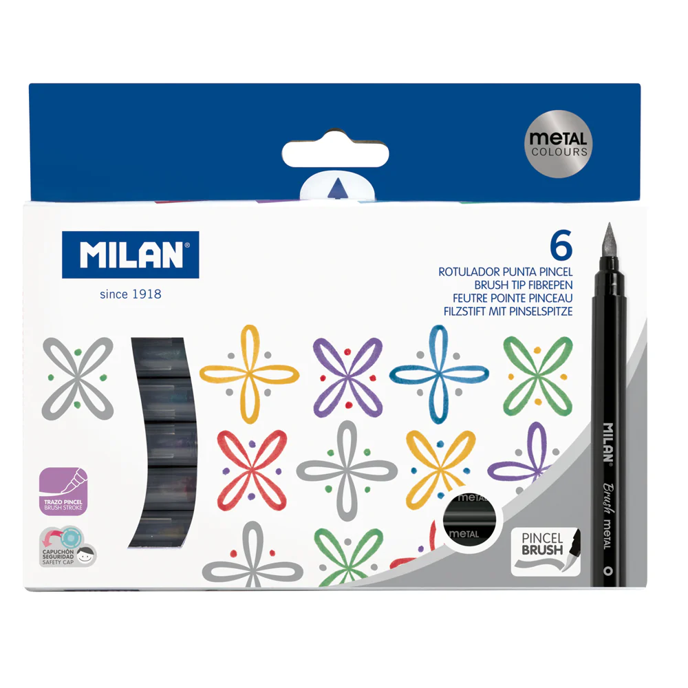 Milan Brush Tip Metallic Markers Set of 6 - Nail Gallerys