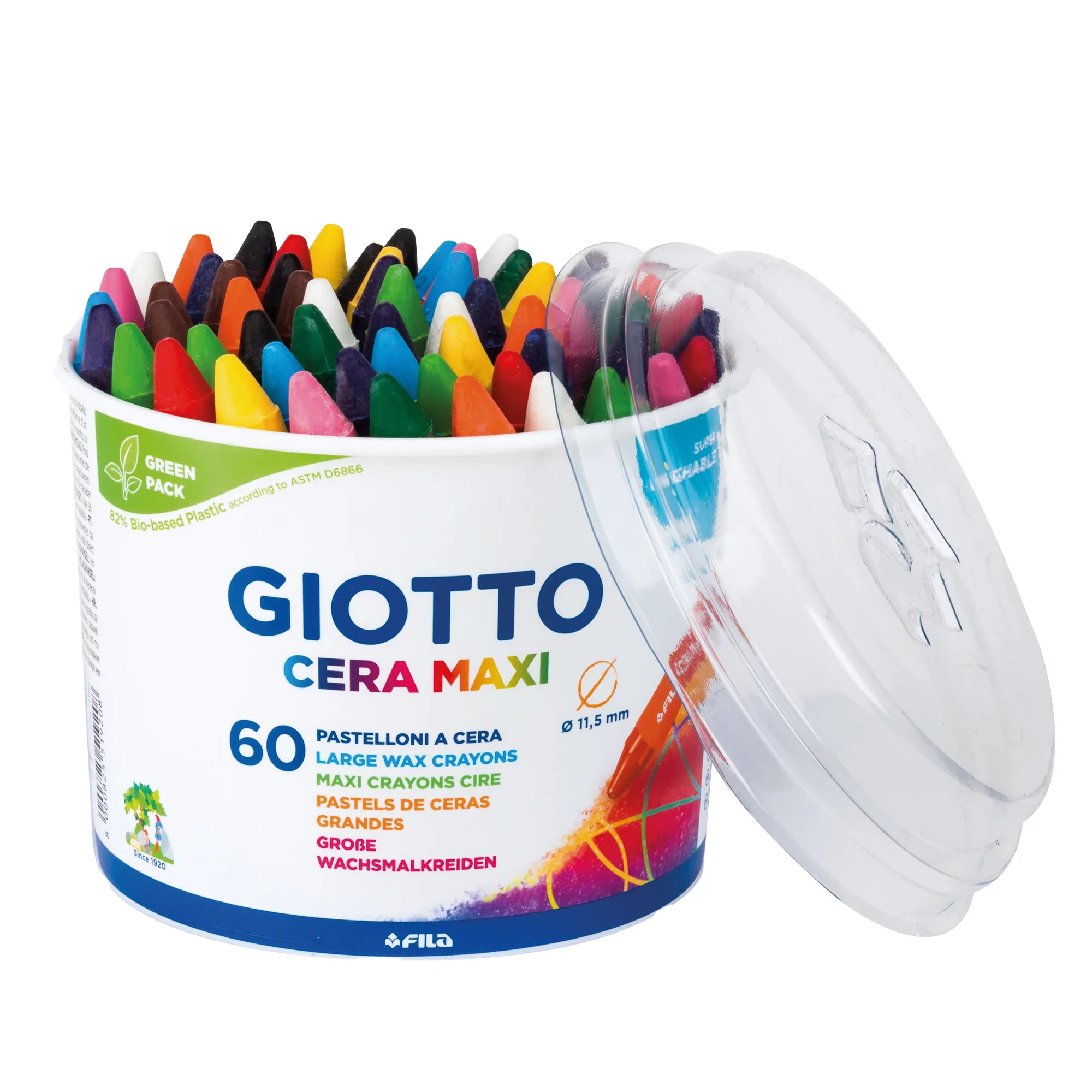 Giotto Cera Maxi Assorted Large Max Crayons Pot of 60 - Nail Gallerys