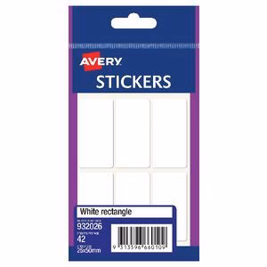 Avery Label White Rectangle 25x50mm 6up 7 Sheets - Nail Gallerys