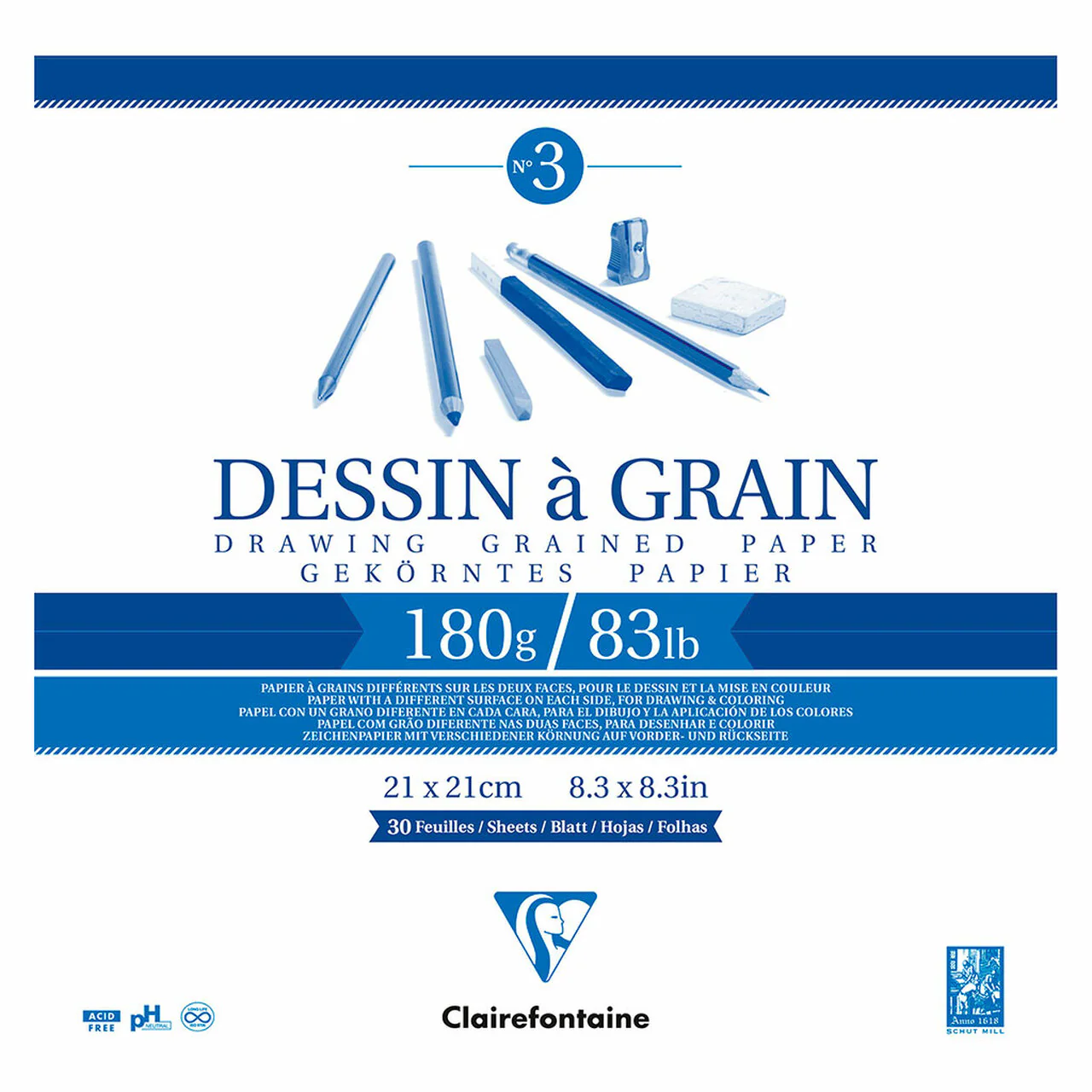 Clairefontaine Drawing Pad Grain 180gsm 30 Sheets - Nail Gallerys