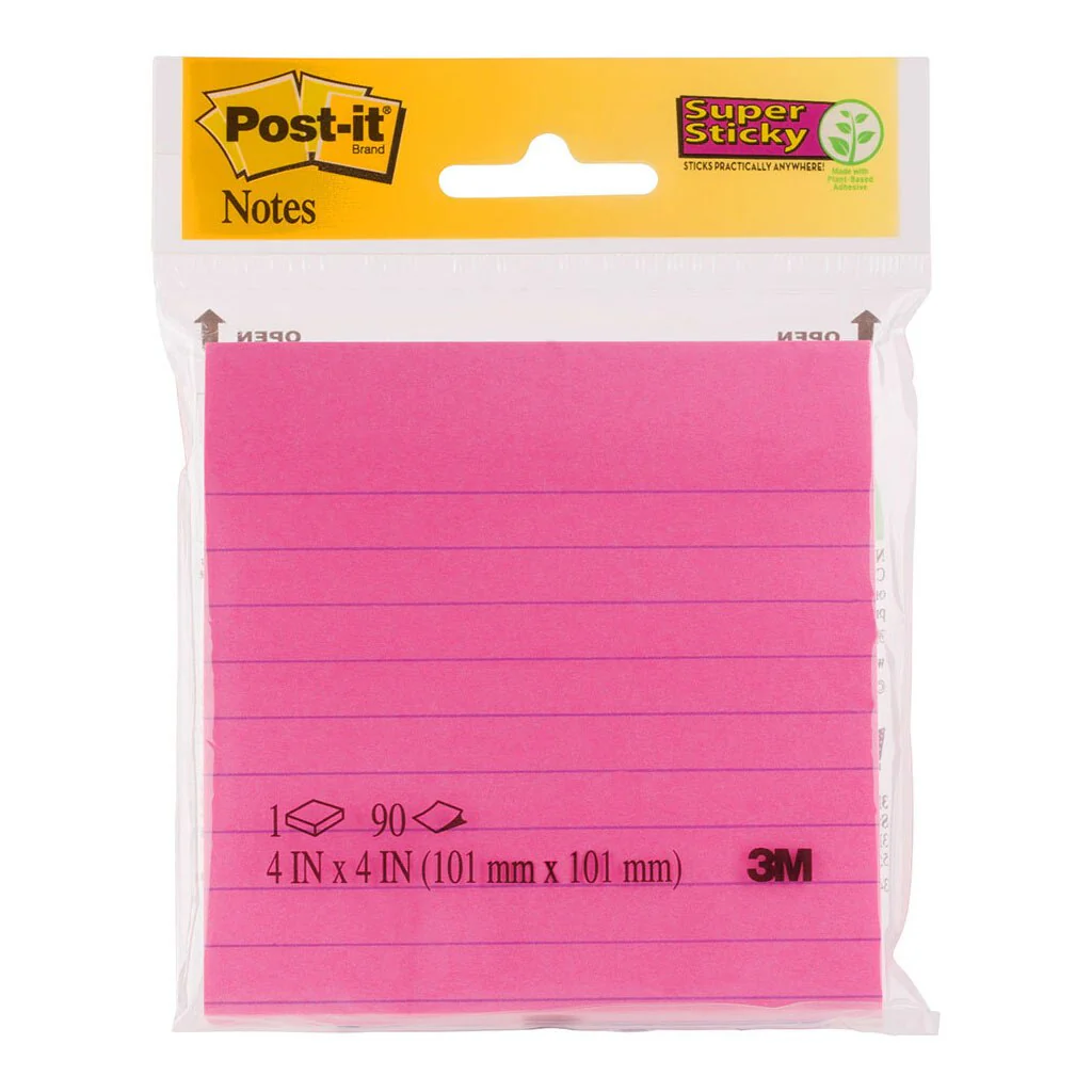 Post-it 4490-SSMX Super Sticky Lined Notes 101x101mm Pack of 90 - Nail Gallerys