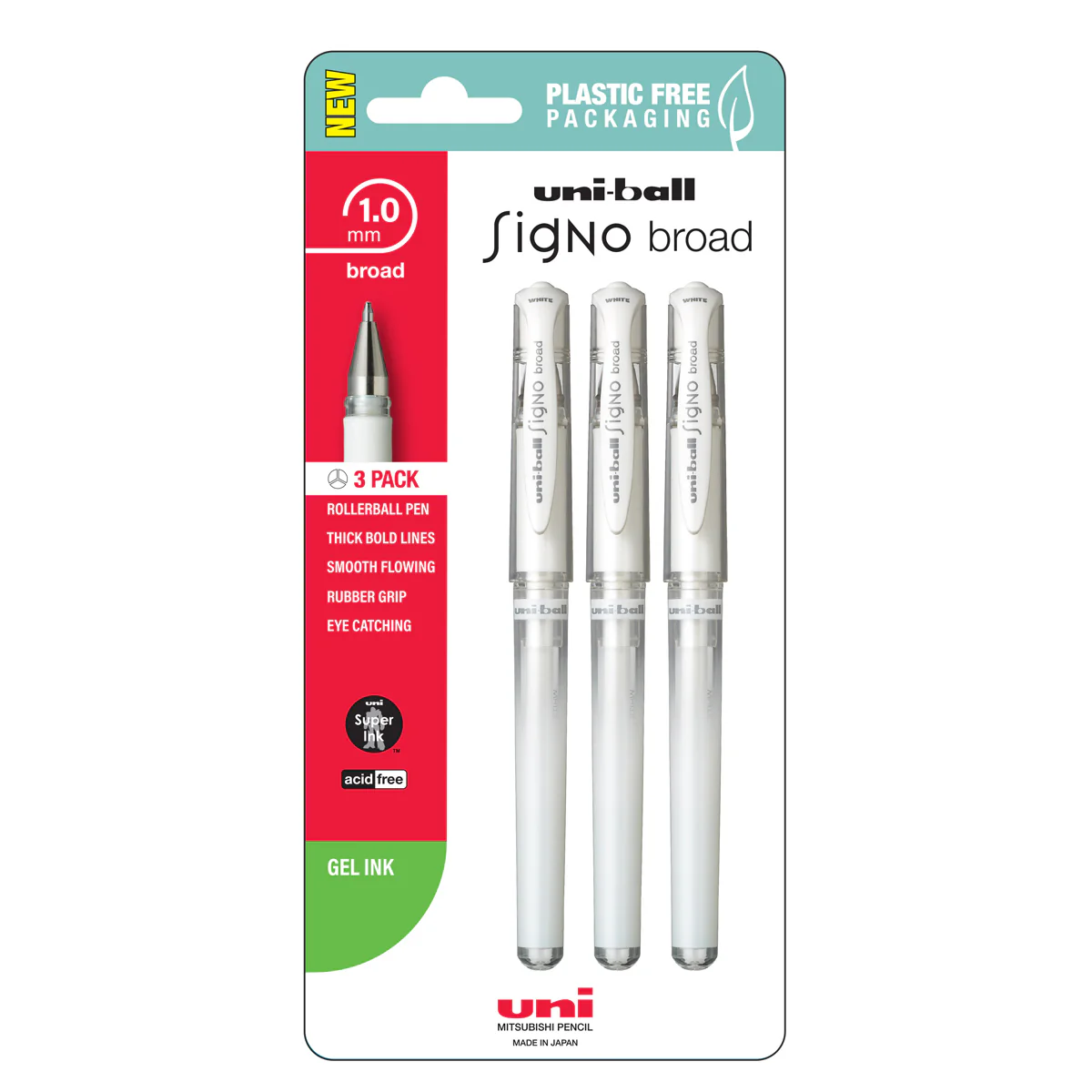 Uni Signo Broad 1.00mm White Pens Set of 3 - Nail Gallerys