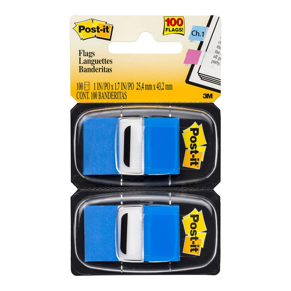 Post-it Flags 680-be2 Twin Pack Blue 25x43mm 50/dispenser, 2 Dispensers/pack - Nail Gallerys