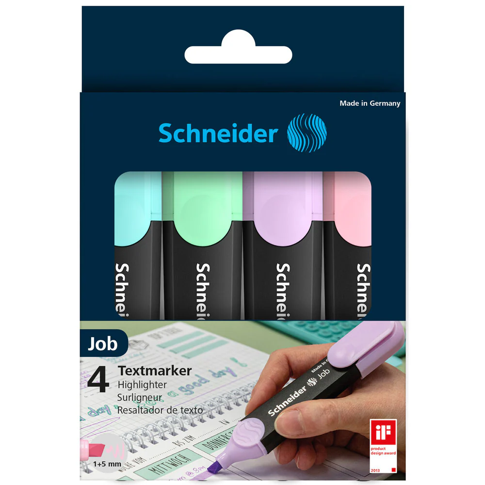Schneider Job Pastel Assorted Highlighters Set of 4 - Nail Gallerys