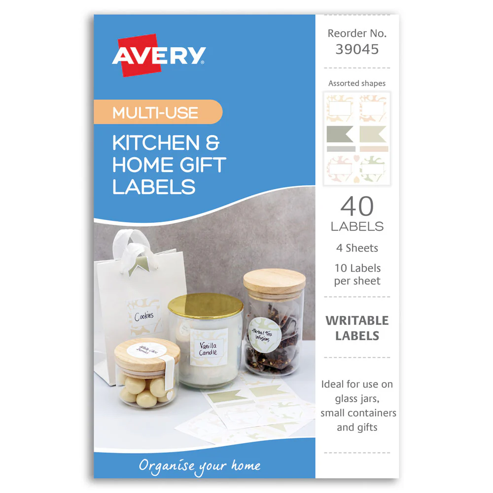 Avery Kitchen & Home Gift Labels Neutral Assorted 10up 4 Sheets - Nail Gallerys