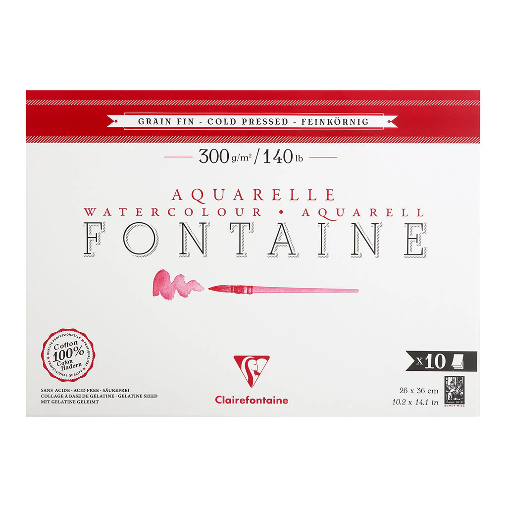 Clairefontaine Fontaine Cold Pressed 26x36cm 300gsm 10 sheet Pad - Nail Gallerys
