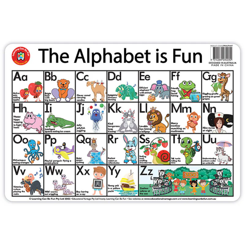 Learning Can Be Fun Alphabet Is Fun Desk Placemat - Nail Gallerys