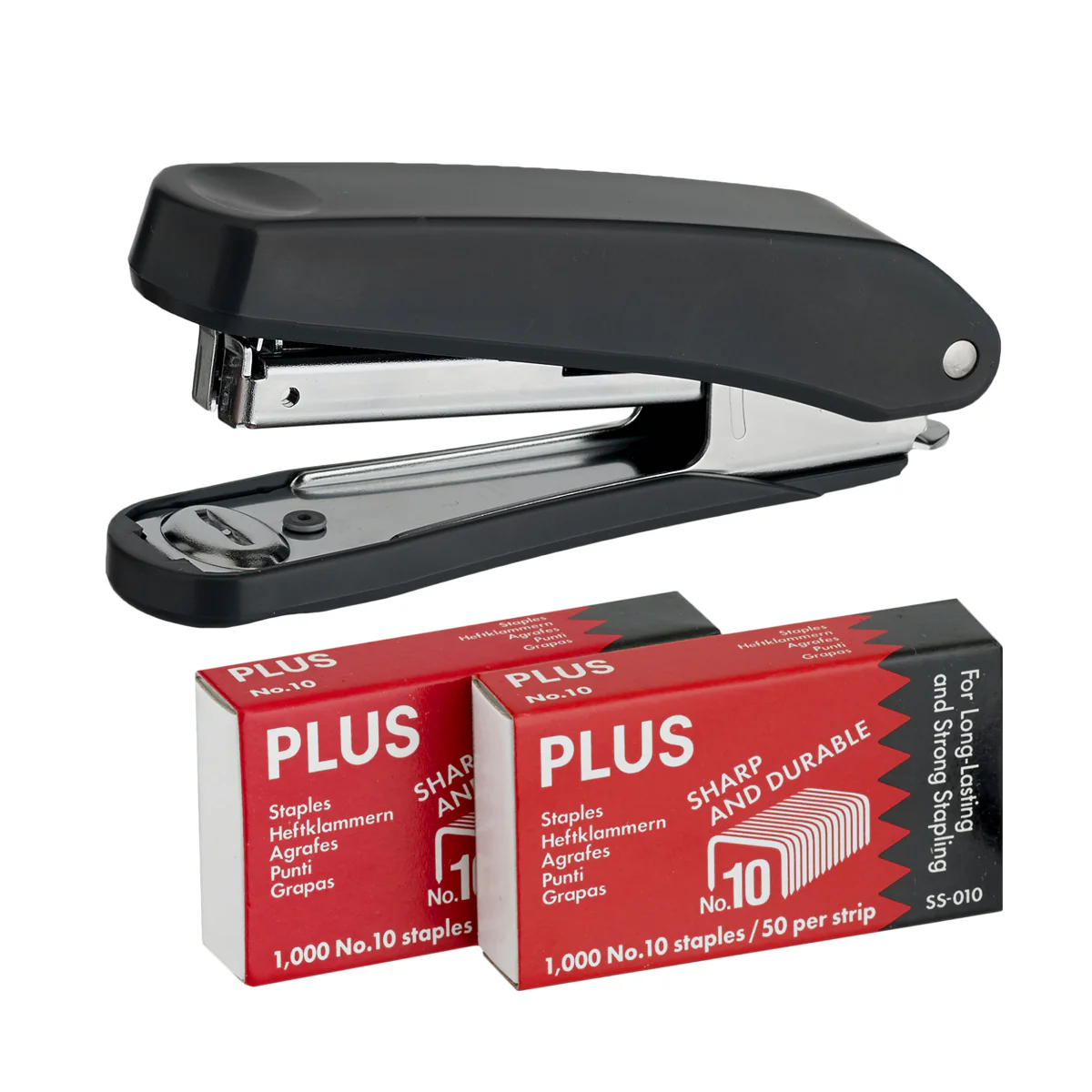 Plus Stapler + 2000 Staples Ps10e Dark Grey - Nail Gallerys