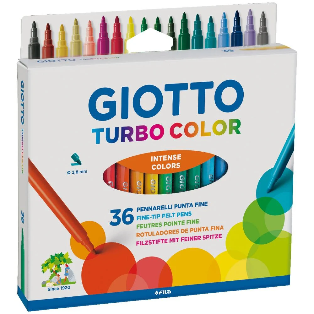 Giotto Turbo Color Assorted Felt Tip Markers Pack of 36 - Nail Gallerys