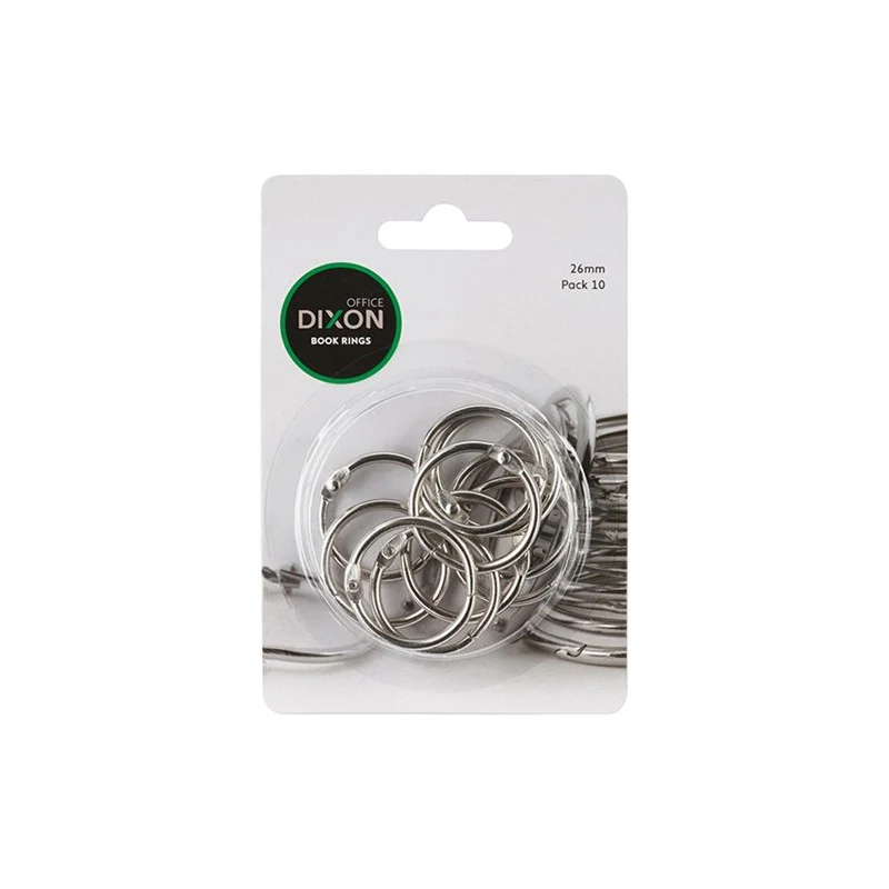 Dixon Book Rings Size 26mm 10 Pack Silver - Nail Gallerys