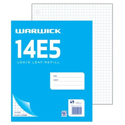 Warwick Refill 14e5 Loose Leaf 40 Leaf 7mm Quad 255x205mm - Nail Gallerys