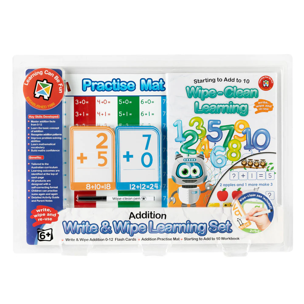 Learning Can Be Fun Write & Wipe Addition Learning Set - Nail Gallerys