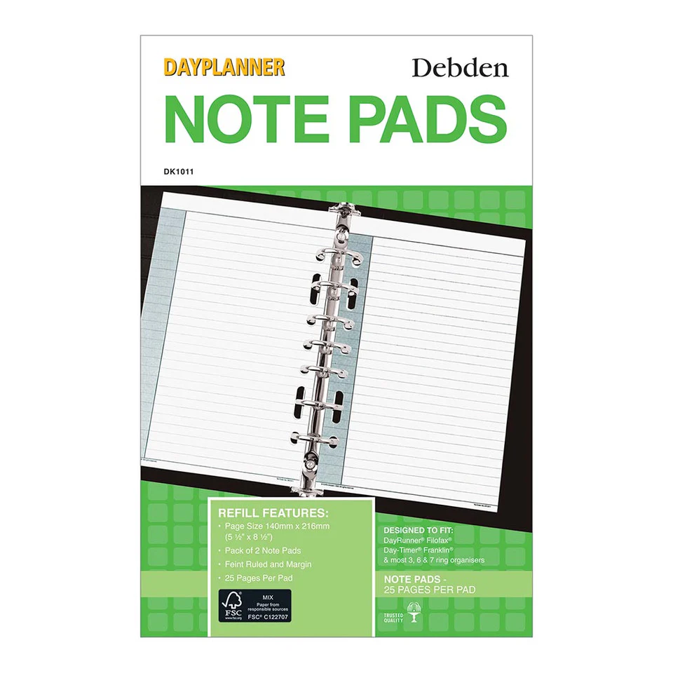 Debden Desk Dayplanner Refill Notepad Pack Of 2 - Nail Gallerys