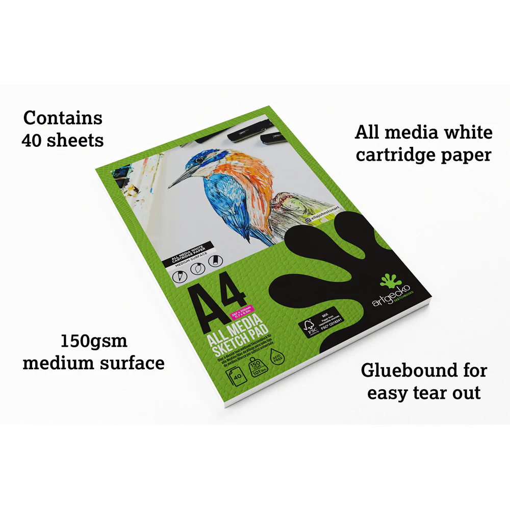 Artgecko Pro All Media 40 Sheet 150gsm White Sketchpads - Nail Gallerys