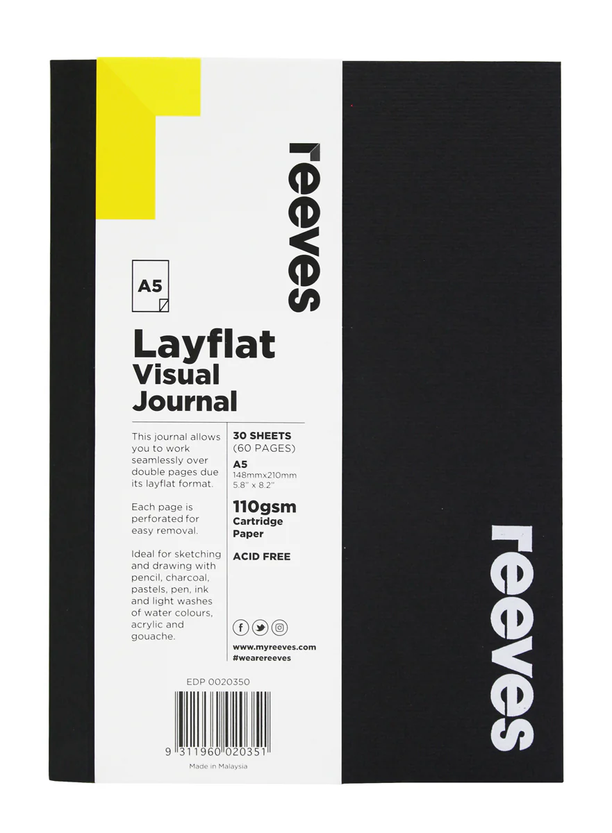 Reeves Layflat Black Cover 30 Sheet Visual Journals - Nail Gallerys