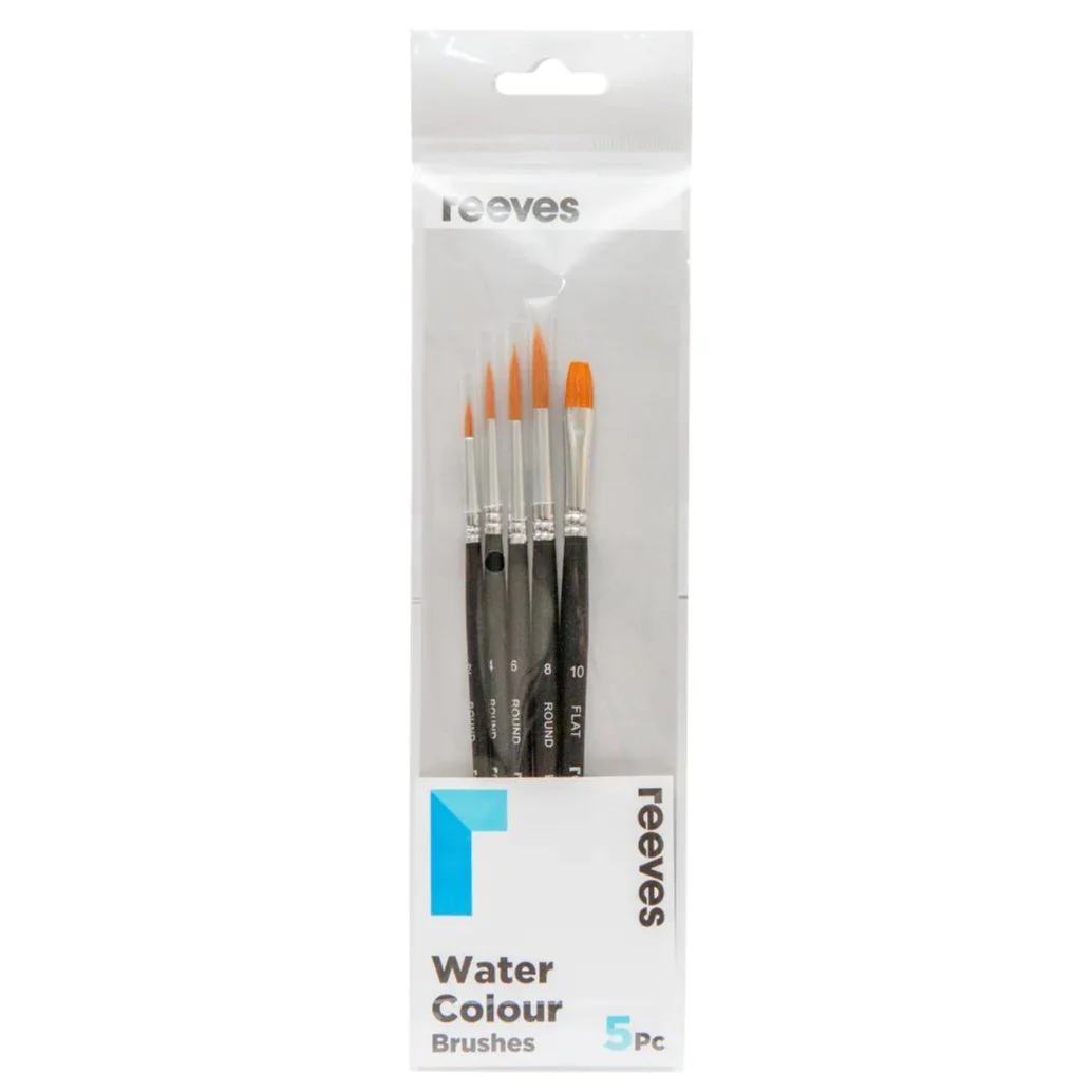 Reeves Watercolour Golden Synthetic Short Handle Brushes Set Of 5 - Nail Gallerys