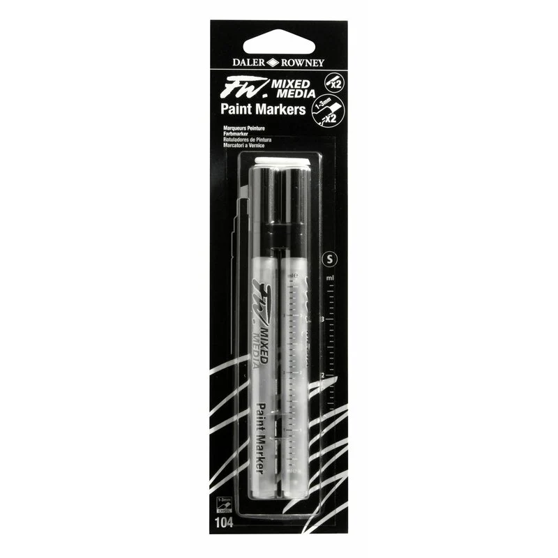 Daler Rowney FW Mixed Media Small Paint Marker 1-3mm Set Of 2 - Nail Gallerys