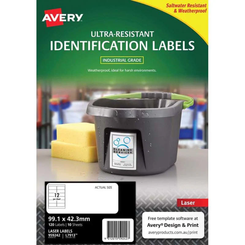 Avery Ultra Resistant Id Laser Label L7913 White 12up 10 Sheets 99.1x42.3mm - Nail Gallerys