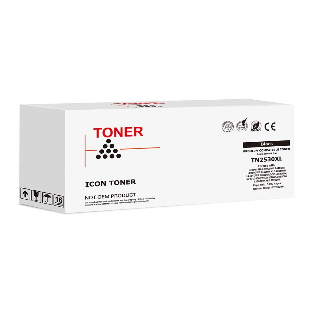 Icon Compatible Brother TN2530XL Black Toner Cartridge - Nail Gallerys