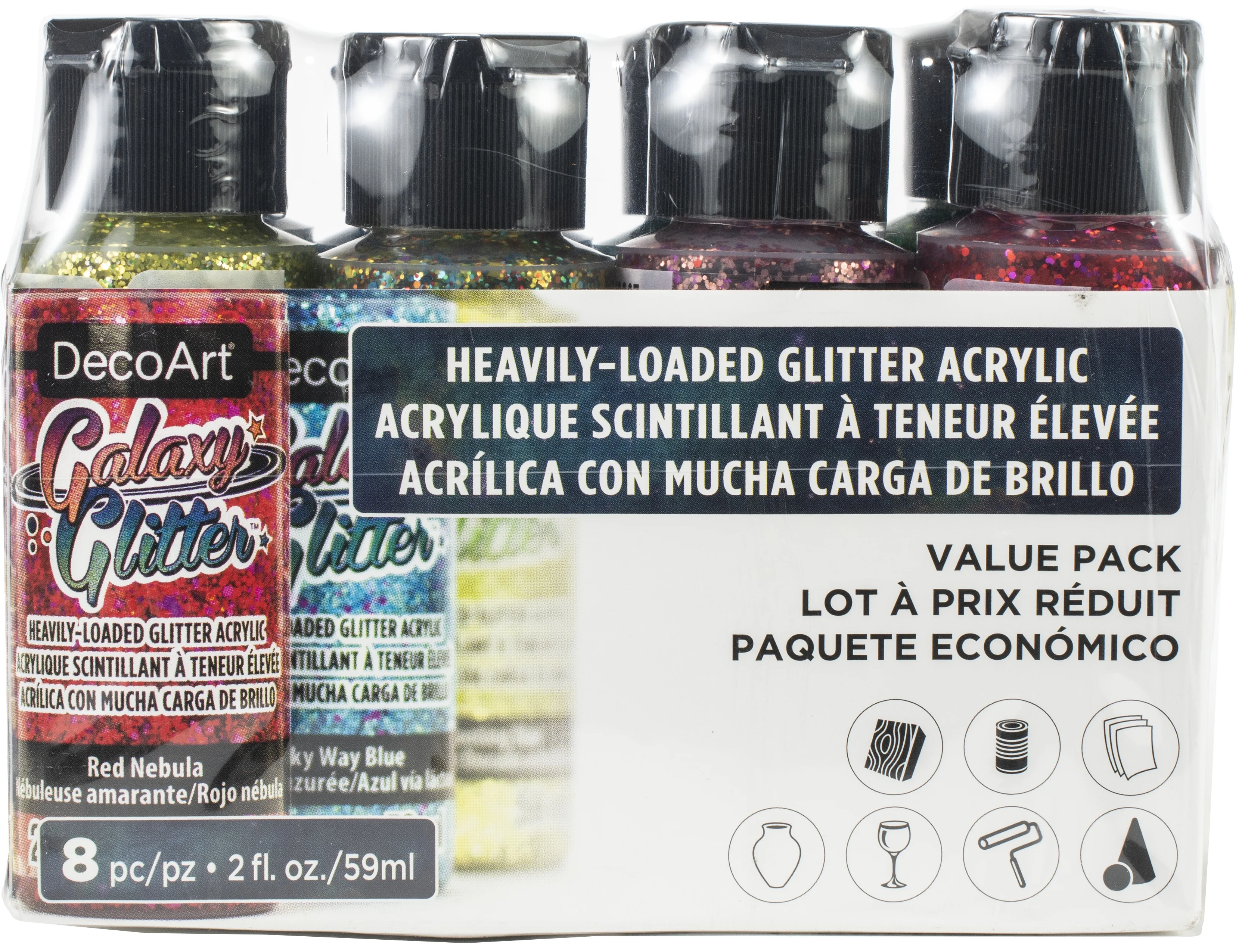 Decoart Galaxy Glitter Paints Pack Of 8 - Nail Gallerys