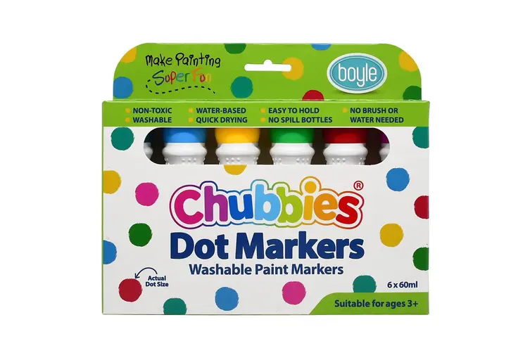 Boyle Chubbies Washable Dot Paint Markers 60ml Set Of 6 - Nail Gallerys