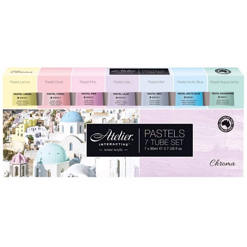 Atelier Interactive Acrylic Paint 7 X 80ml Pastel Tube Set - Nail Gallerys