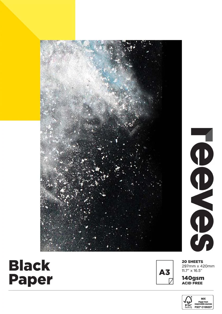 Reeves Black 140gsm 20 Sheet Pads - Nail Gallerys