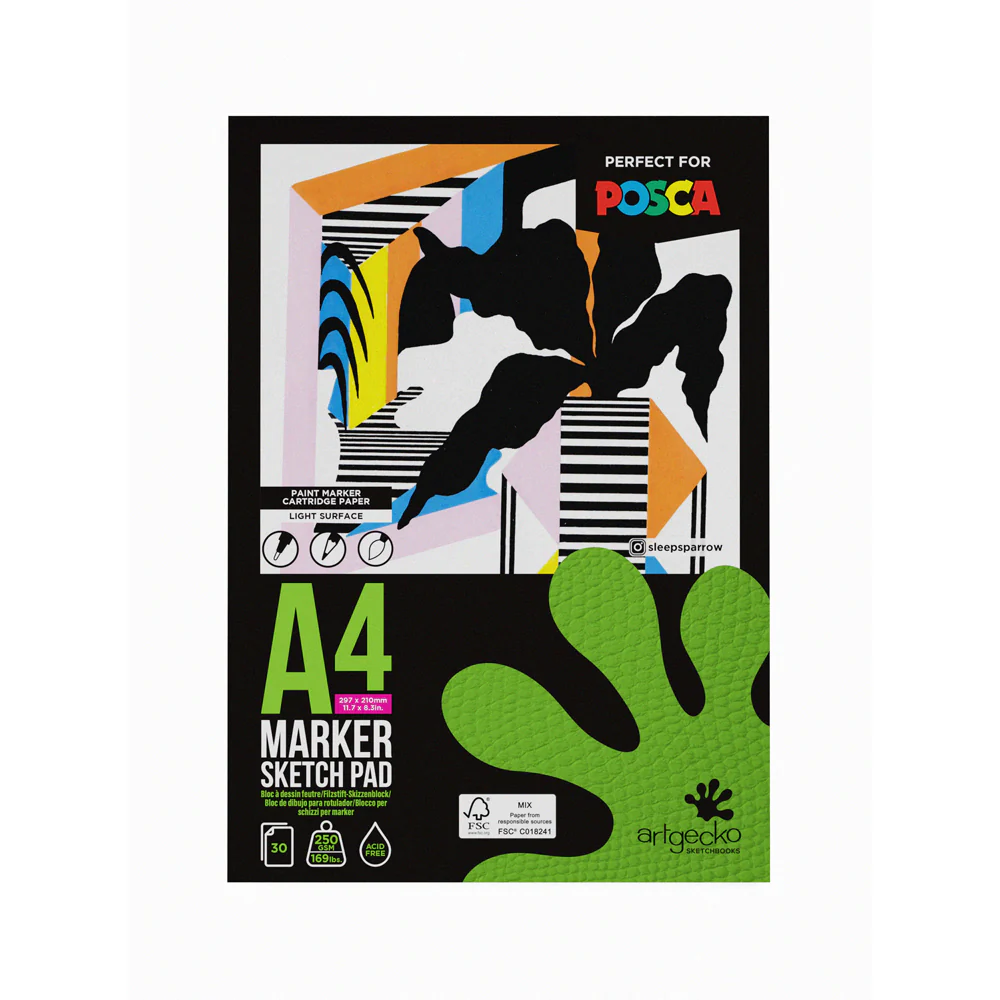 Artgecko Pro Marker 30 Sheet 250gsm White Sketchpads - Nail Gallerys