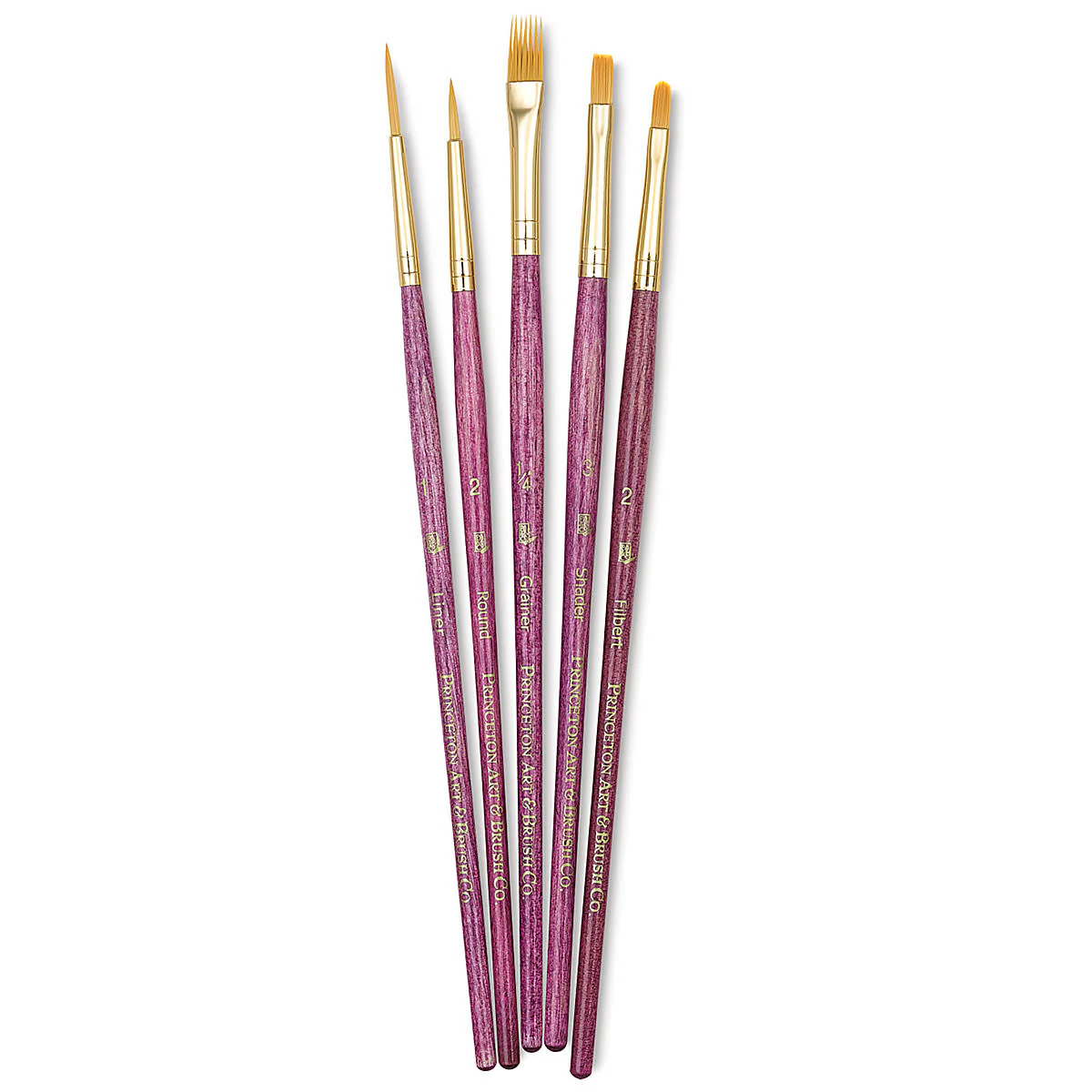 Princeton Real Value Synthetic Golden Taklon 9184 Brushes Set Of 5 - Nail Gallerys