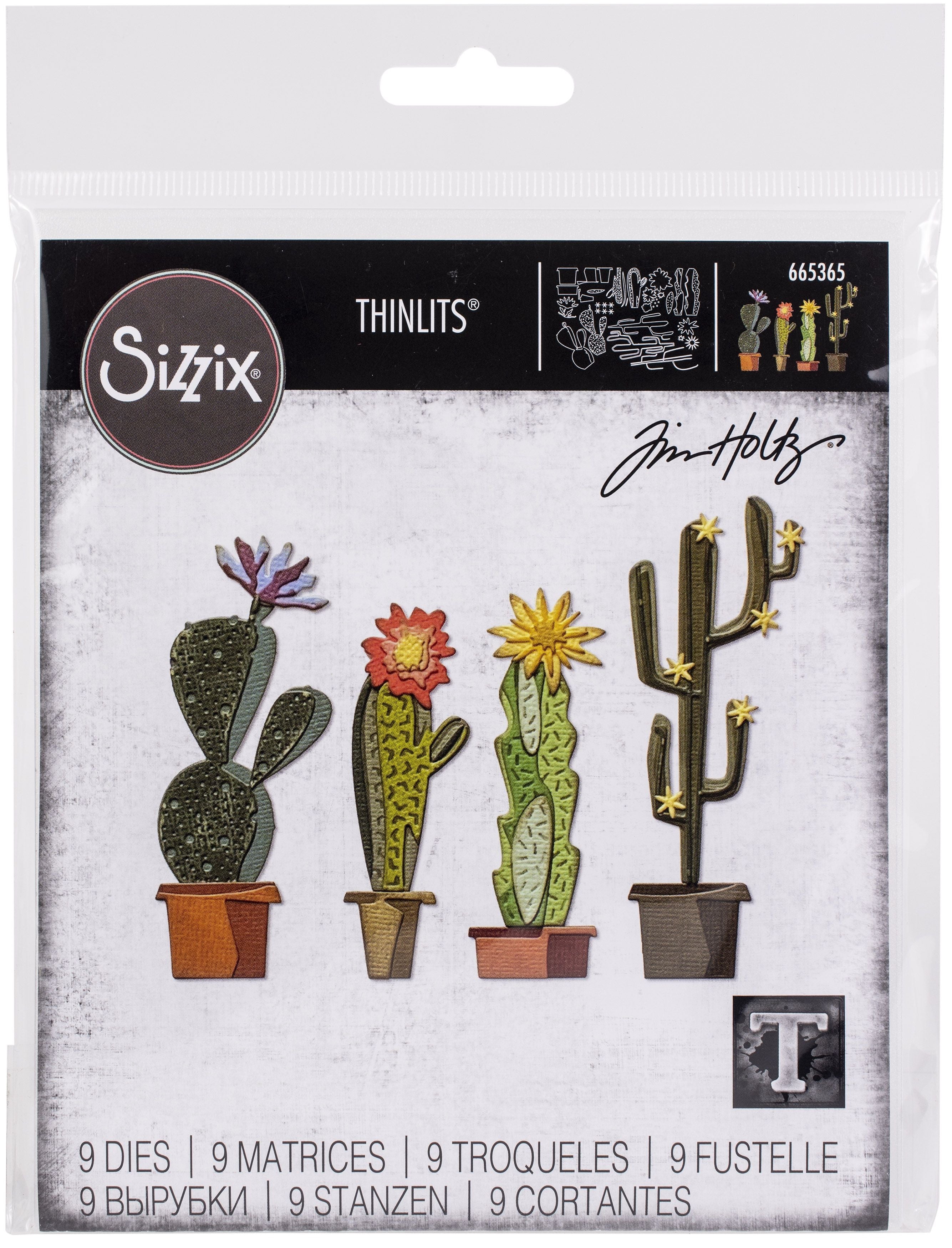 Sizzix by Tim Holtz Funky Cactus Thinlits Dies 9 Pieces - Nail Gallerys