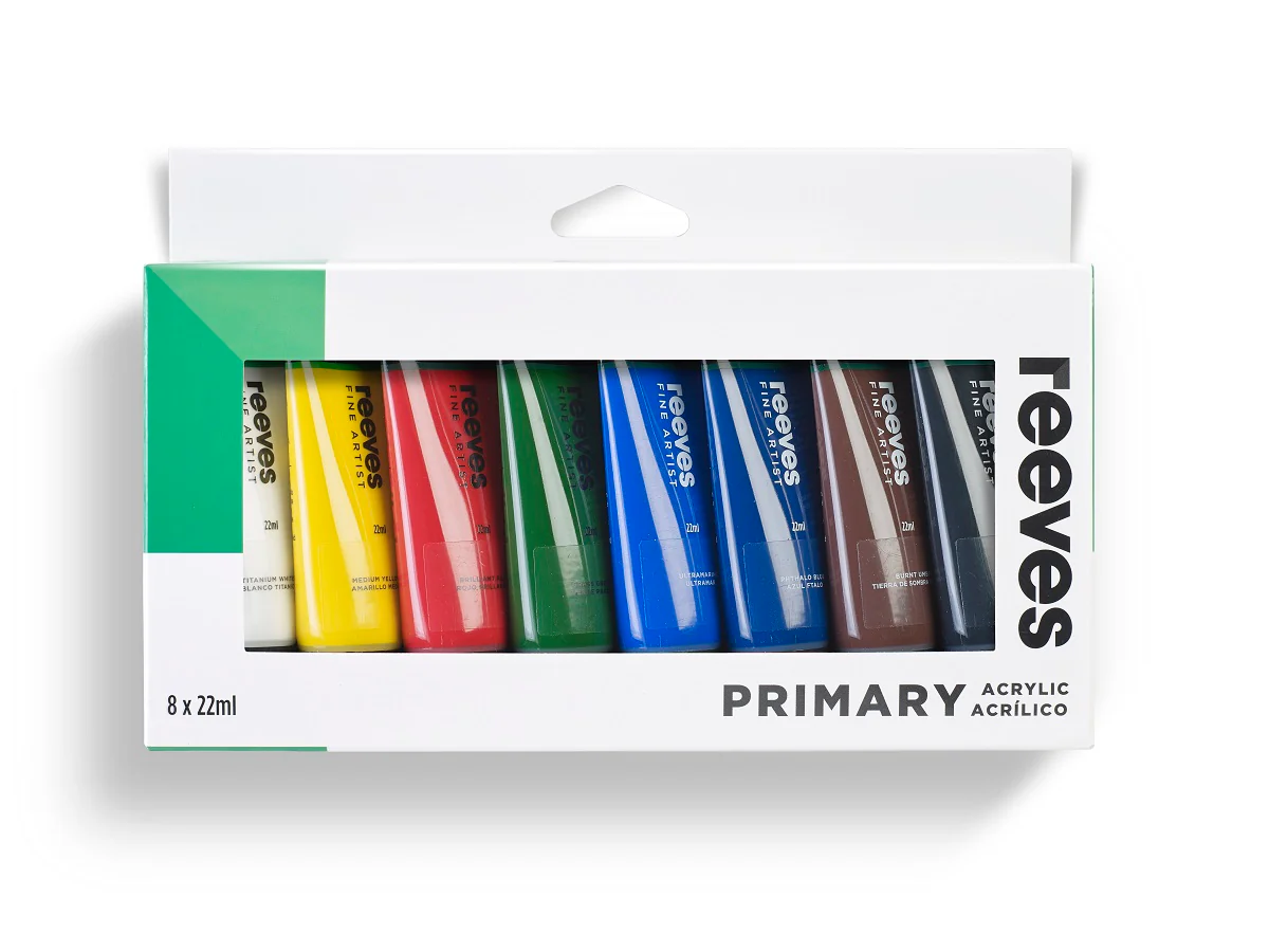 Reeves 22ml Acrylic Primary Paints Set of 8 - Nail Gallerys